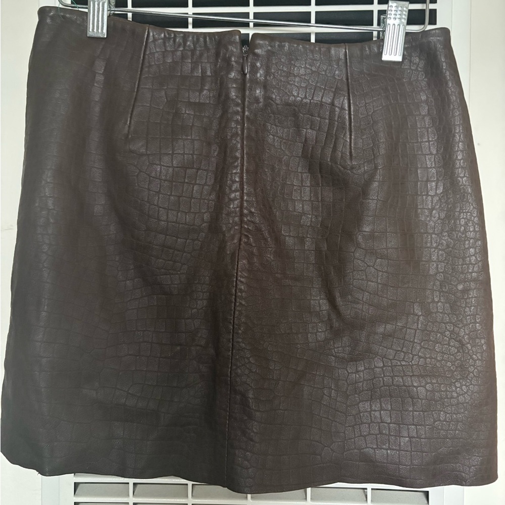 Express Dark Brown Croc-Embossed Mini Skirt